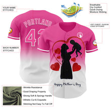 Load image into Gallery viewer, Custom Pink White 3D Pattern Design Gradient Mother's Day Family Love Authentic Baseball Jersey