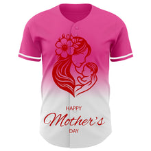 Load image into Gallery viewer, Custom Pink White-Red 3D Pattern Design Gradient Mother's Day Family Love Authentic Baseball Jersey