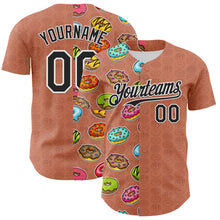 Load image into Gallery viewer, Custom Brown Black-White 3D Pattern Design Foodie Food Dessert Doughnut Authentic Baseball Jersey