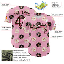 Load image into Gallery viewer, Custom Light Pink Brown-Neon Pink 3D Pattern Design Foodie Food Dessert Doughnut Authentic Baseball Jersey