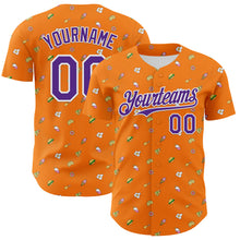 Load image into Gallery viewer, Custom Bay Orange Purple-White 3D Pattern Design Foodie Fast Food Cheese Pizza Dessert Ice Cream Authentic Baseball Jersey