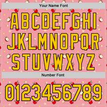 Load image into Gallery viewer, Custom Medium Pink Yellow-Black 3D Pattern Design Foodie Food Fruit Apple Authentic Baseball Jersey