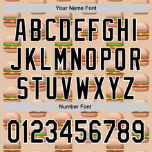 Load image into Gallery viewer, Custom Vegas Gold Black-White 3D Pattern Design Foodie Fast Food Burger Authentic Baseball Jersey