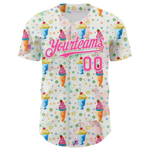 Load image into Gallery viewer, Custom White Pink 3D Pattern Design Foodie Food Dessert Ice Cream Authentic Baseball Jersey