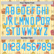 Load image into Gallery viewer, Custom Yellow Sky Blue-White 3D Pattern Design Foodie Food Dessert Cupcake Authentic Baseball Jersey