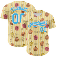 Load image into Gallery viewer, Custom Yellow Sky Blue-White 3D Pattern Design Foodie Food Dessert Cupcake Authentic Baseball Jersey