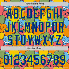 Load image into Gallery viewer, Custom White Royal-Neon Green 3D Pattern Design Funny Cartoon Heart Authentic Baseball Jersey