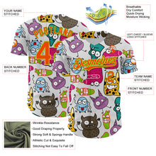 Load image into Gallery viewer, Custom White Orange-Neon Green 3D Pattern Design Funny Cartoon Monster Authentic Baseball Jersey