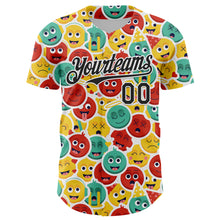 Load image into Gallery viewer, Custom White Black 3D Pattern Design Funny Cartoon Emoji Face Authentic Baseball Jersey