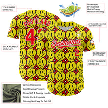 Load image into Gallery viewer, Custom Fire Red White 3D Pattern Design Funny Cartoon Emoji Smile Face Authentic Baseball Jersey