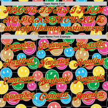 Load image into Gallery viewer, Custom Black Neon Green-Fire Red 3D Pattern Design Funny Cartoon Emoji Smile Face Authentic Baseball Jersey