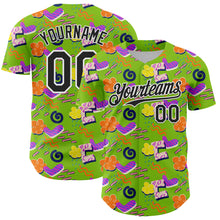 Load image into Gallery viewer, Custom Neon Green Black-White 3D Pattern Design Funny Cartoon Cloud Rain Authentic Baseball Jersey