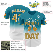 Load image into Gallery viewer, Custom Teal Old Gold-White 3D Pattern Design Father's Day Beer Lover Fade Authentic Baseball Jersey