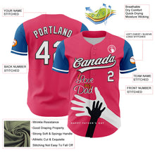 Load image into Gallery viewer, Custom Neon Pink White-Blue 3D Pattern Design Father's Day Family Love Authentic Baseball Jersey