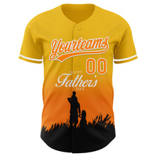 Load image into Gallery viewer, Custom Yellow Bay Orange-White 3D Pattern Design Father's Day Family Love Fade Authentic Baseball Jersey
