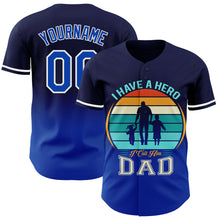 Load image into Gallery viewer, Custom Navy Thunder Blue-White 3D Pattern Design Father's Day Family Love Fade Authentic Baseball Jersey