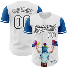 Load image into Gallery viewer, Custom White Thunder Blue-Black 3D Pattern Design Father's Day Family Love Authentic Baseball Jersey