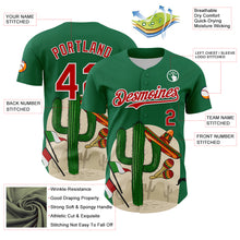Load image into Gallery viewer, Custom Kelly Green Red-White 3D Mexican Festival Cactus Sombrero And Flag Cinco de Mayo Authentic Baseball Jersey