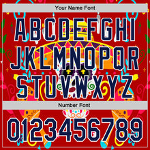 Load image into Gallery viewer, Custom Red Navy-White 3D Mexican Festival Flower And Skull Sombrero Cinco de Mayo Authentic Baseball Jersey