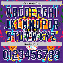 Load image into Gallery viewer, Custom Purple Navy-White 3D Mexican Festival Flower Skull With Sombrero Cinco de Mayo Authentic Baseball Jersey