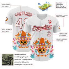 Load image into Gallery viewer, Custom White Red 3D Mexican Festival Flower Skull With Sombrero Cinco de Mayo Authentic Baseball Jersey