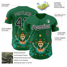 Load image into Gallery viewer, Custom Kelly Green Black-White 3D Mexican Festival Flower Skull With Sombrero Cinco de Mayo Authentic Baseball Jersey