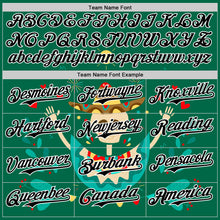 Load image into Gallery viewer, Custom Kelly Green Black-White 3D Mexican Festival Flower Skull With Sombrero Cinco de Mayo Authentic Baseball Jersey