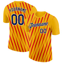 Load image into Gallery viewer, Custom Gold Navy-Fire Red 3D Esports Performance T-Shirt