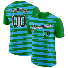 Load image into Gallery viewer, Custom Grass Green Black-Sky Blue 3D Esports Performance T-Shirt