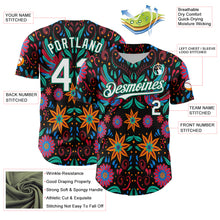 Load image into Gallery viewer, Custom Black White-Kelly Green 3D Mexican Festival Flower Cinco de Mayo Authentic Baseball Jersey