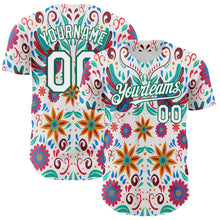 Load image into Gallery viewer, Custom White Kelly Green 3D Mexican Festival Flower Cinco de Mayo Authentic Baseball Jersey