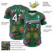 Load image into Gallery viewer, Custom Kelly Green White-Black 3D Mexican Festival Flower Cinco de Mayo Authentic Baseball Jersey