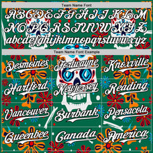 Load image into Gallery viewer, Custom Kelly Green White-Black 3D Mexican Festival Flower And Skull Cinco de Mayo Authentic Baseball Jersey