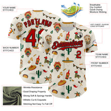 Load image into Gallery viewer, Custom Cream Red-Black 3D Mexican Festival Cactus Skull Sombrero Cinco de Mayo Authentic Baseball Jersey