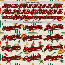 Load image into Gallery viewer, Custom Cream Red-Black 3D Mexican Festival Cactus Skull Sombrero Cinco de Mayo Authentic Baseball Jersey