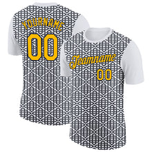 Load image into Gallery viewer, Custom White Gold Black-Navy 3D Esports Performance T-Shirt