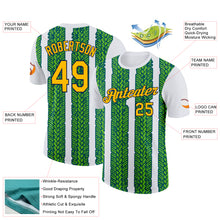 Load image into Gallery viewer, Custom White Gold Aurora Green Midnight Green-Navy 3D Esports Performance T-Shirt