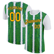 Load image into Gallery viewer, Custom White Gold Aurora Green Midnight Green-Navy 3D Esports Performance T-Shirt