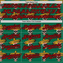 Load image into Gallery viewer, Custom Kelly Green Red-Black 3D Mexican Festival Skull With Sombrero Cinco de Mayo Authentic Baseball Jersey