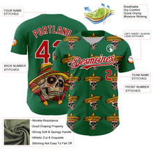 Load image into Gallery viewer, Custom Kelly Green Red-White 3D Mexican Festival Skull With Sombrero Cinco de Mayo Authentic Baseball Jersey