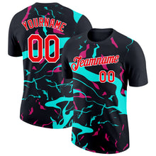 Load image into Gallery viewer, Custom Black Fire Red Ice Blue-Hot Pink 3D Esports Performance T-Shirt