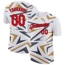 Load image into Gallery viewer, Custom White Fire Red Steel Gray Old Gold-Black 3D Esports Performance T-Shirt
