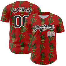 Load image into Gallery viewer, Custom Red Black-White 3D Mexican Cactus Authentic Baseball Jersey