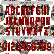 Load image into Gallery viewer, Custom White Red-Black 3D Mexican Skull Authentic Baseball Jersey