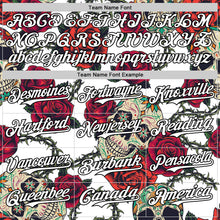 Load image into Gallery viewer, Custom White Black 3D Mexican Skull And Flower Authentic Baseball Jersey