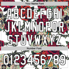 Load image into Gallery viewer, Custom White Black 3D Mexican Skull And Flower Authentic Baseball Jersey