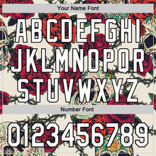 Load image into Gallery viewer, Custom Cream White-Black 3D Mexican Skull And Flower Authentic Baseball Jersey