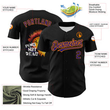 Load image into Gallery viewer, Custom Black Dark Purple-Bay Orange 3D Punk Rock Skull Authentic Baseball Jersey