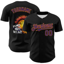 Load image into Gallery viewer, Custom Black Dark Purple-Bay Orange 3D Punk Rock Skull Authentic Baseball Jersey