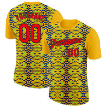 Load image into Gallery viewer, Custom Gold Fire Red US Navy Blue Aurora Green-Black 3D Esports Performance T-Shirt